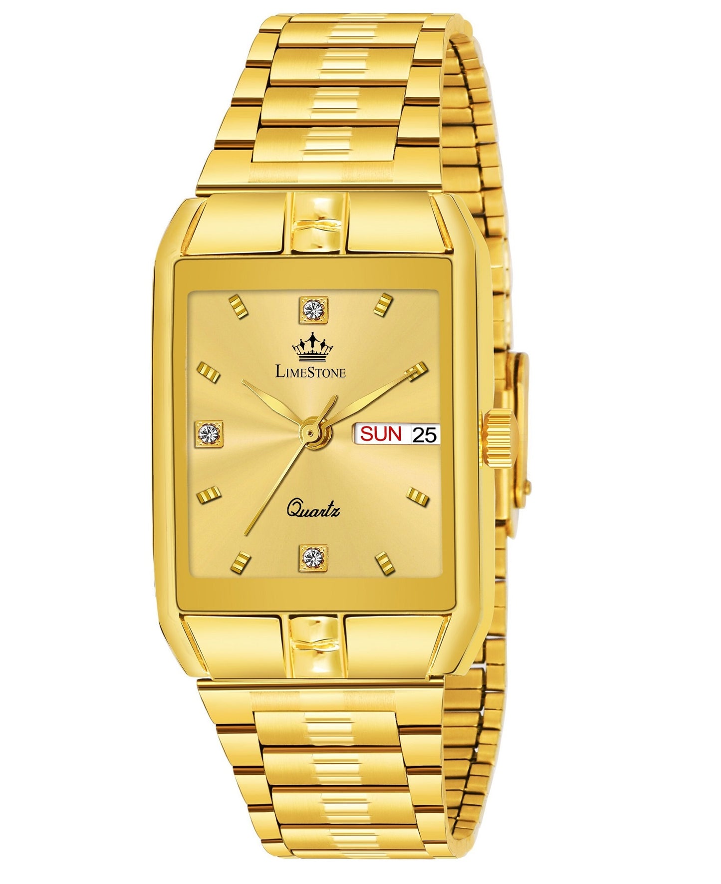 LIMESTONE Day & Date Functioning Original Gold Plated HMTS Quartz Analog Watch - For Men (LS3030)