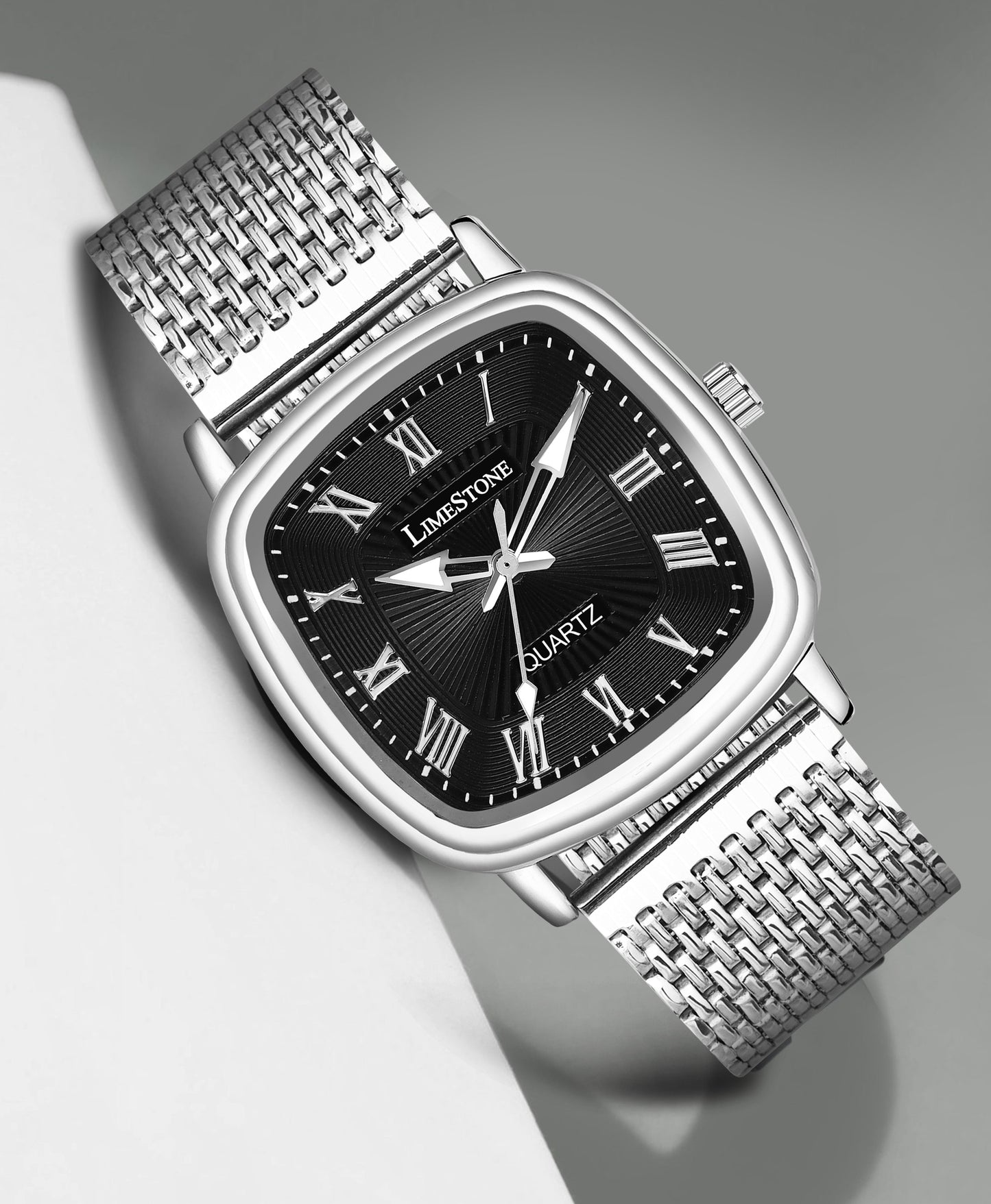 LIMESTONE CLASSIC Classic Series Mesh Chain Stainless Steel Square Quartz Analog Watch - For Men (LS3258)