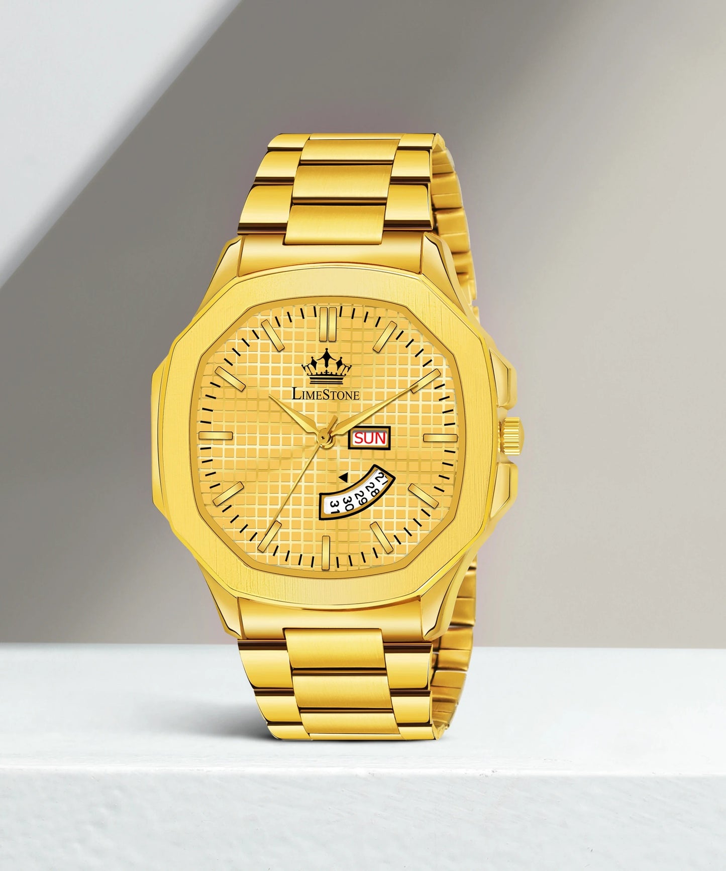 LIMESTONE OTUS OTUS Limited Original Gold Plated Day and Date Functioning Square HMTS Analog Watch - For Men (LS3041)