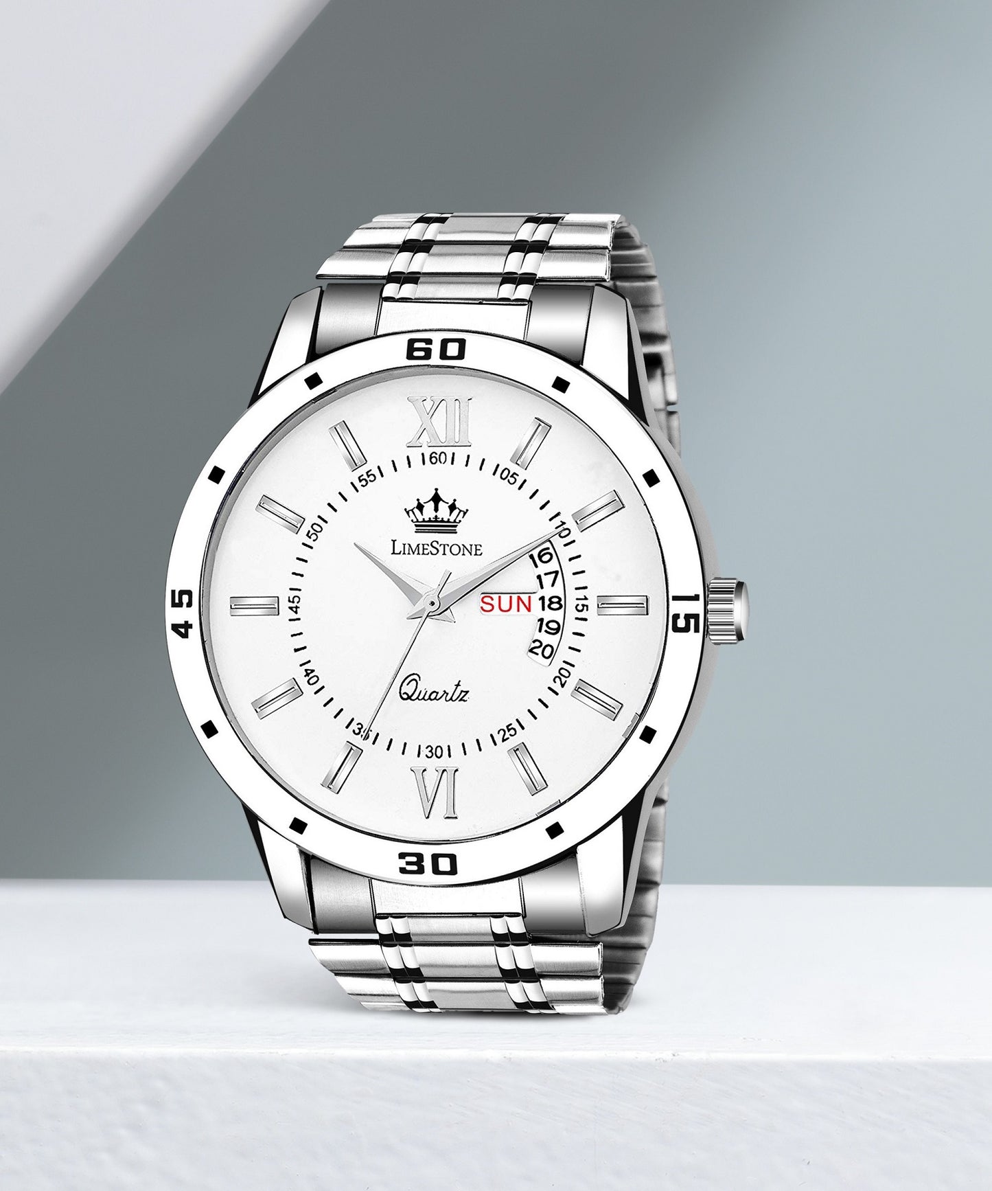 LIMESTONE Day and Date Function Steel Strap Quartz Analog Watch - For Men (LS2856)
