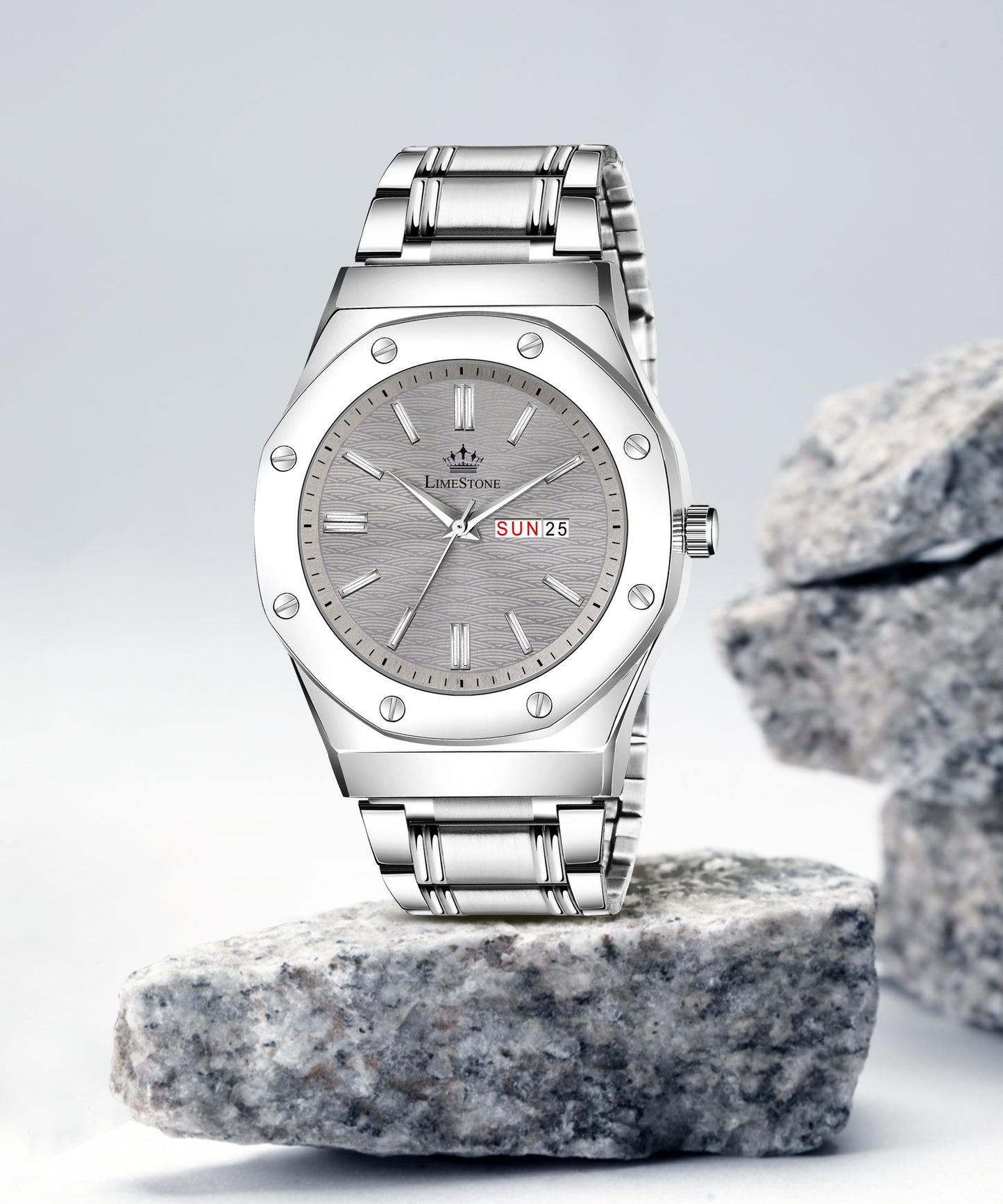 LIMESTONE Day and Date Display Screw Ring AP Design Quartz Analog Watch - For Men (LS3212)