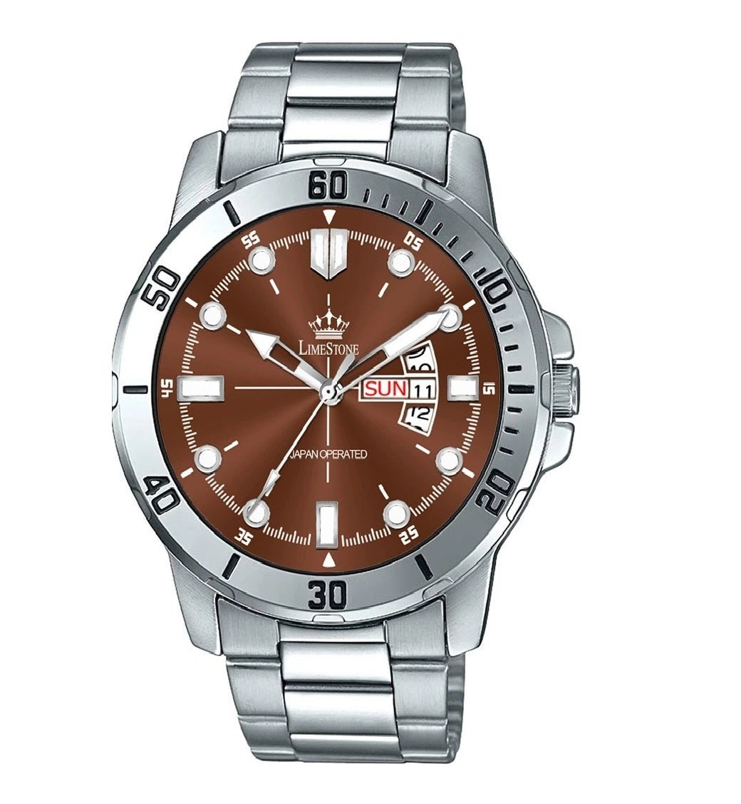LIMESTONE Wheedler Series Day and Date Functioning Quartz Analog Watch - For Men (LS3068)