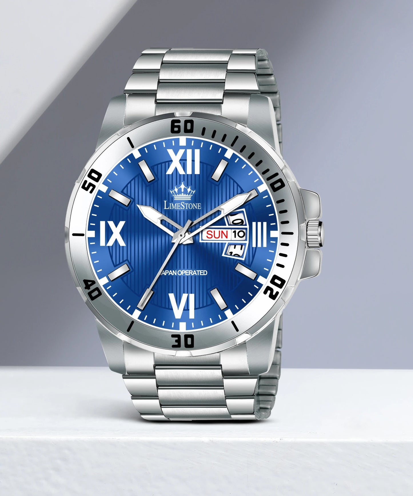 LIMESTONE Day and Date Functioning Steel Strap Adult Boys Quartz Analog Watch - For Men (LS3206)