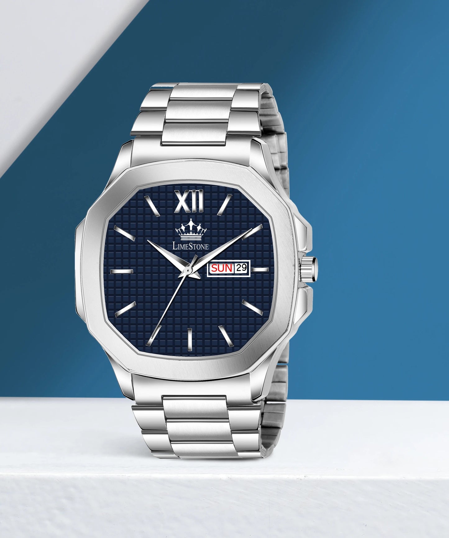 LIMESTONE OTUS Limited Day and Date Functioning Series Square Dial Blue Boys Watch with Quartz Mechanism Analog Watch - For Men (LS3026)