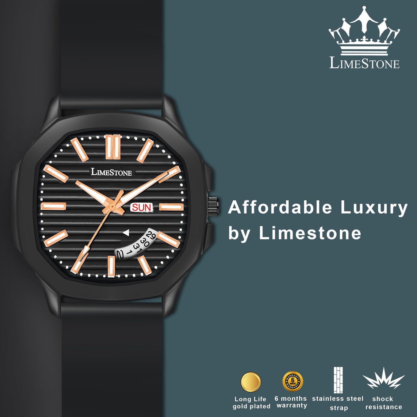 LIMESTONE OTUS Limited Day and Date Functioning Series Square Dial Boys Watch Quartz Analog Watch - For Men (OTUS040)