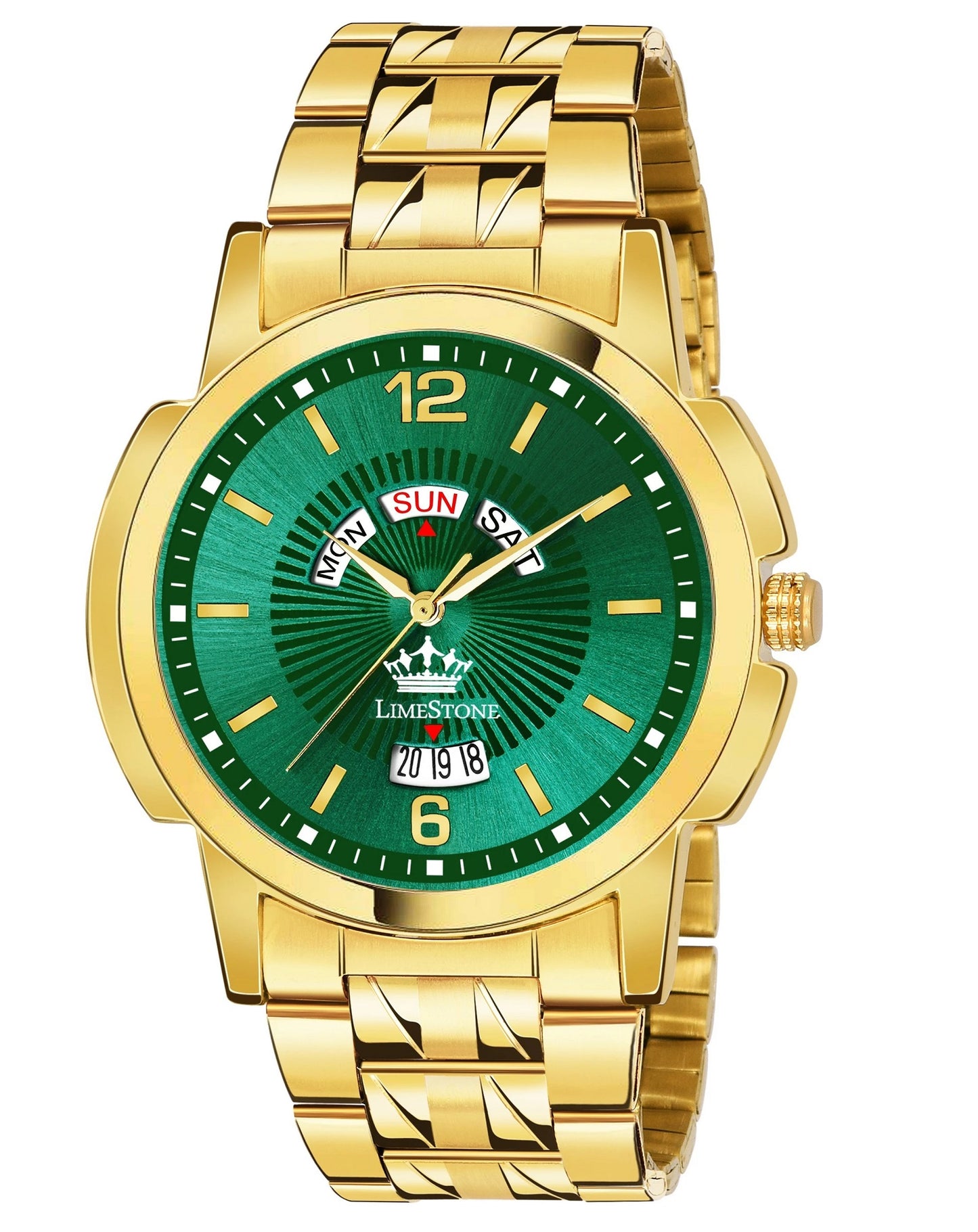 LIMESTONE Day & Date Original Gold Plated HMTS Quartz Analog Watch - For Men (LS2911)