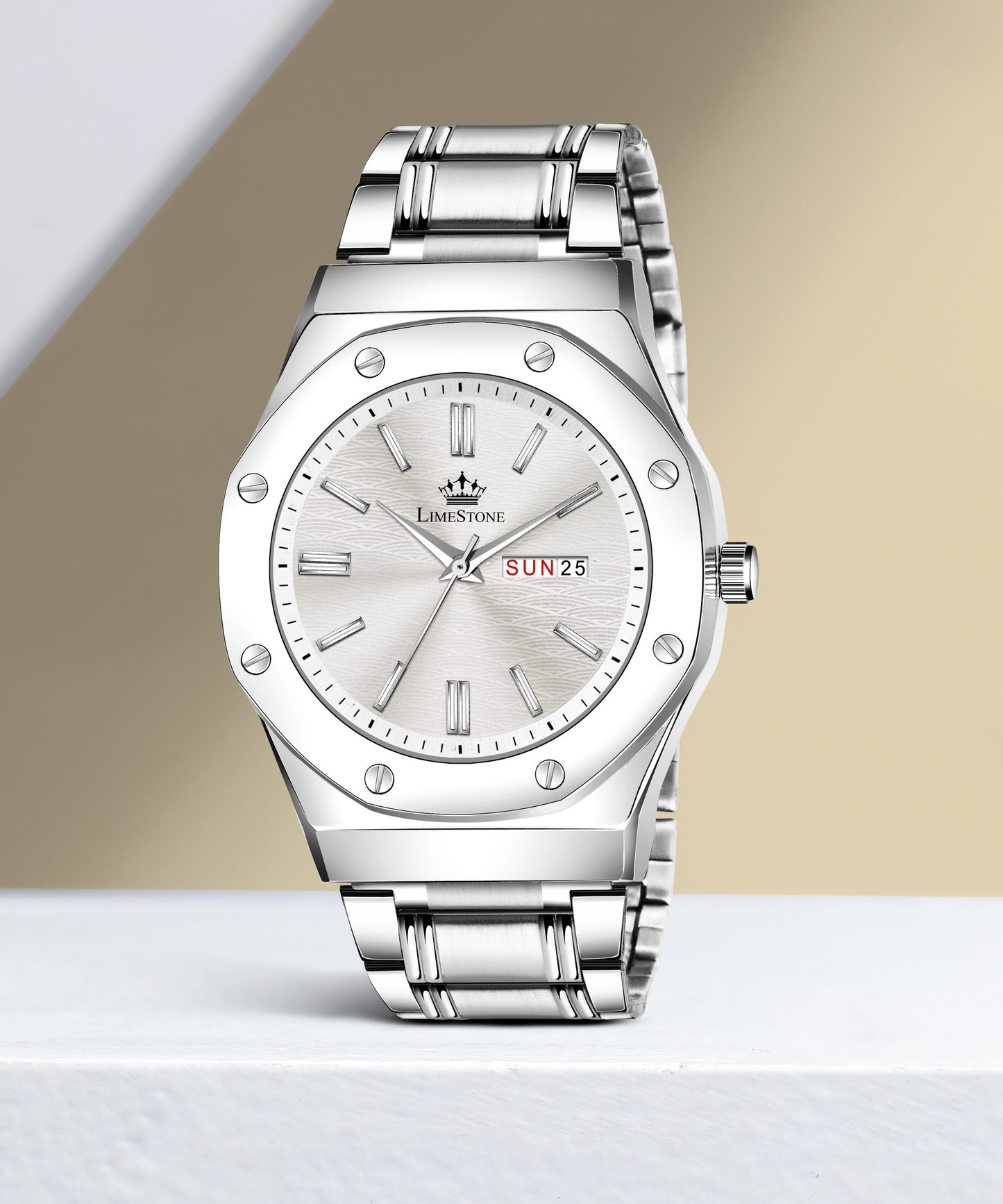 LIMESTONE Day and Date Display Screw Ring AP Design Quartz Analog Watch - For Men (LS3213)