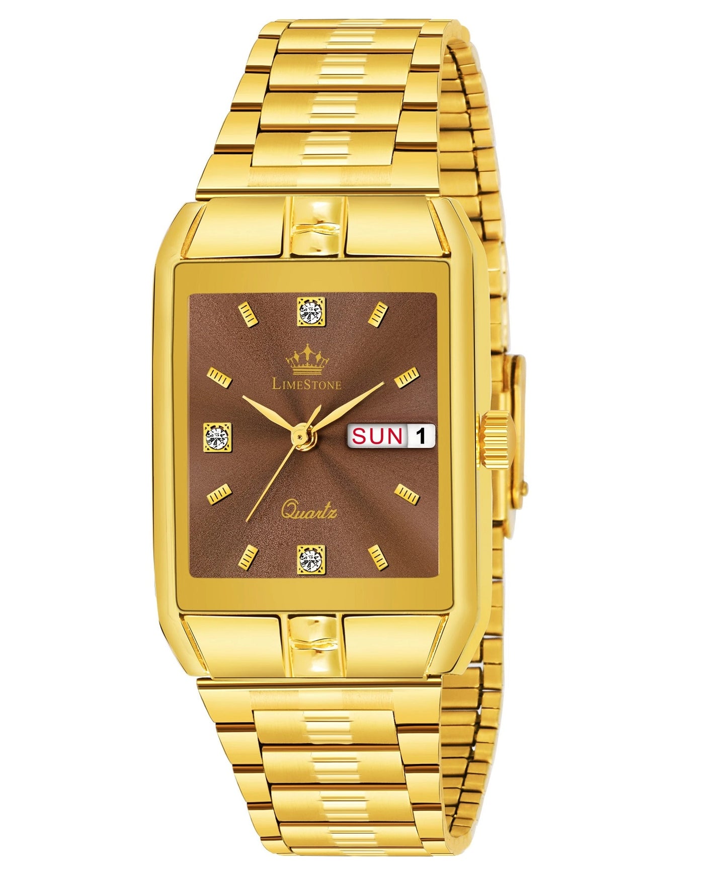 LIMESTONE Day & Date Functioning Original Gold Plated HMTS Quartz Analog Watch - For Men (LS3056)