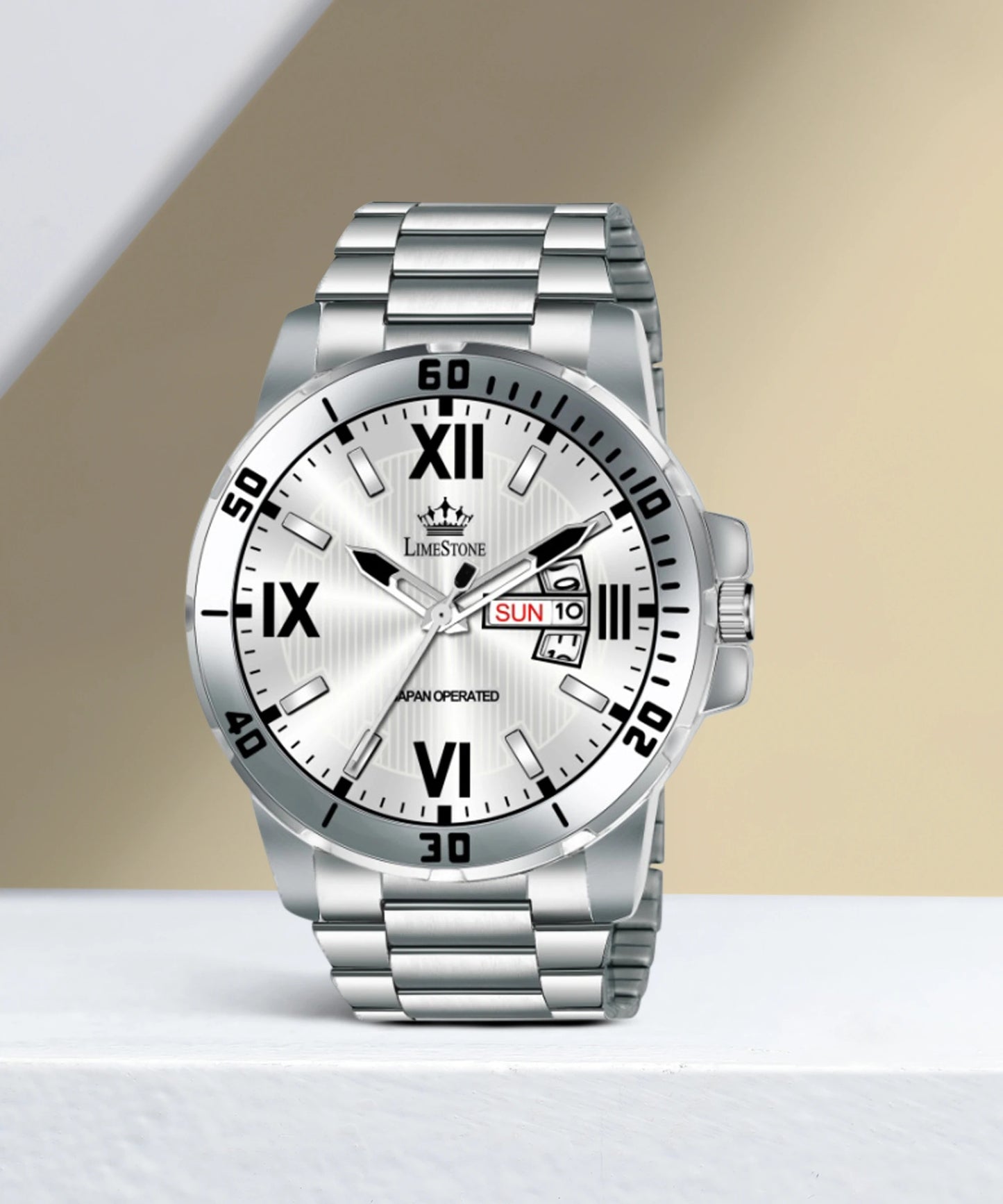 LIMESTONE Day and Date Functioning Steel Strap Adult Boys Quartz Analog Watch - For Men (LS3203)