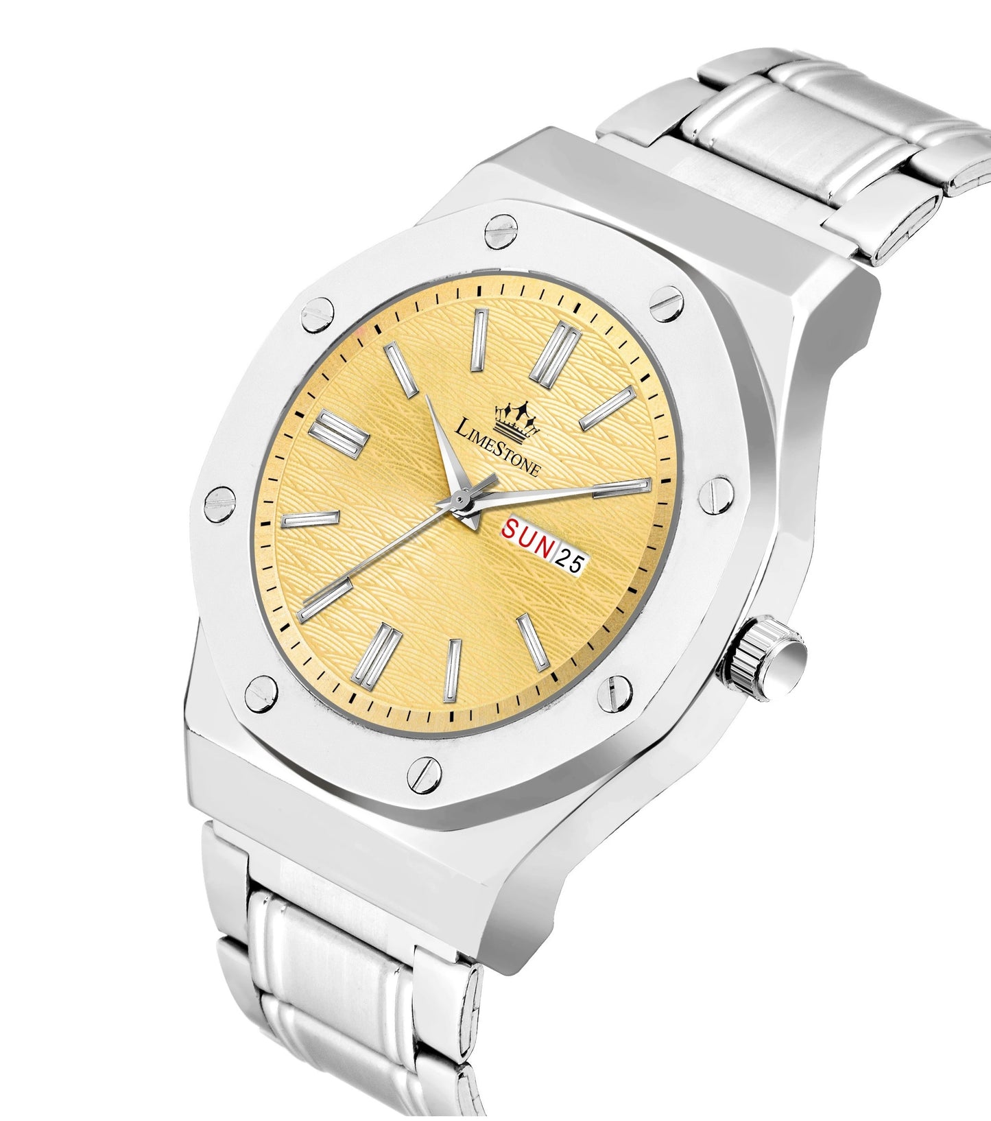 LIMESTONE Day and Date Display Screw Ring AP Design Quartz Analog Watch - For Men (LS3216)