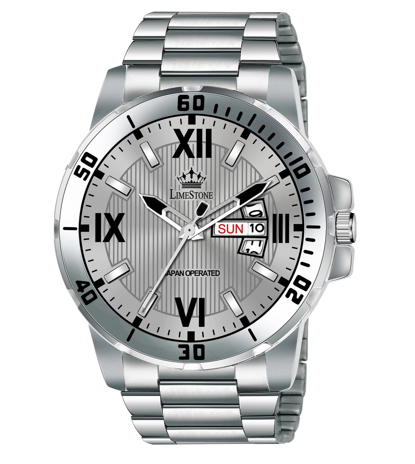LIMESTONE Day and Date Functioning Steel Strap Adult Boys Quartz Analog Watch - For Men (LS3202)