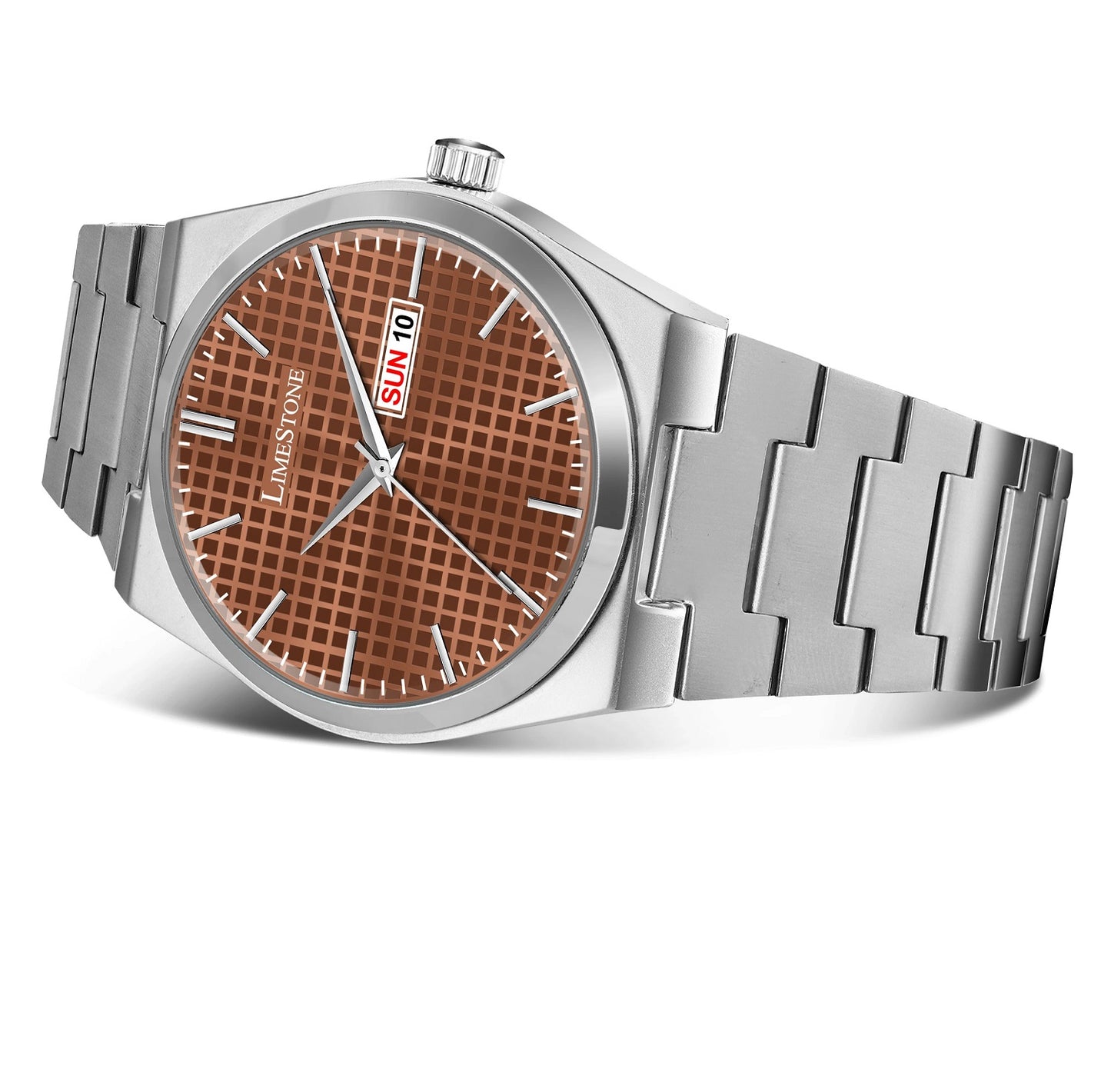 LIMESTONE Day & Date Original Gold Plated HMTS Adjsutable Bracelet Quartz Analog Watch - For Men (LS2891)