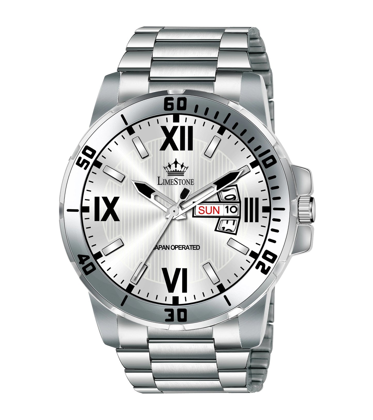 LIMESTONE Day and Date Functioning Steel Strap Adult Boys Quartz Analog Watch - For Men (LS3203)