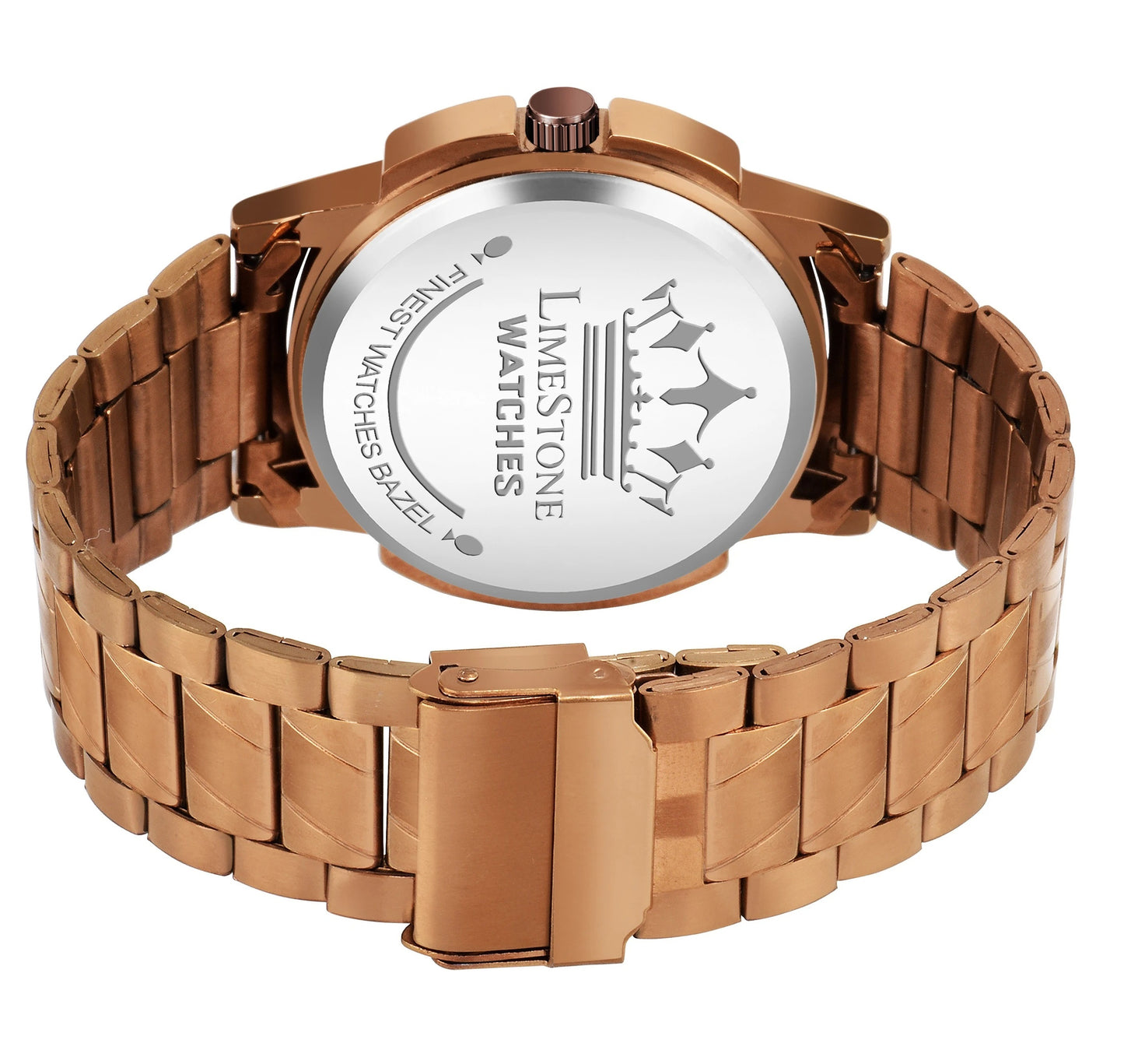 LIMESTONE Day & Date Functioning Original Copper Plated Brown Chain HMTS Quartz Analog Watch - For Men (LS3045)