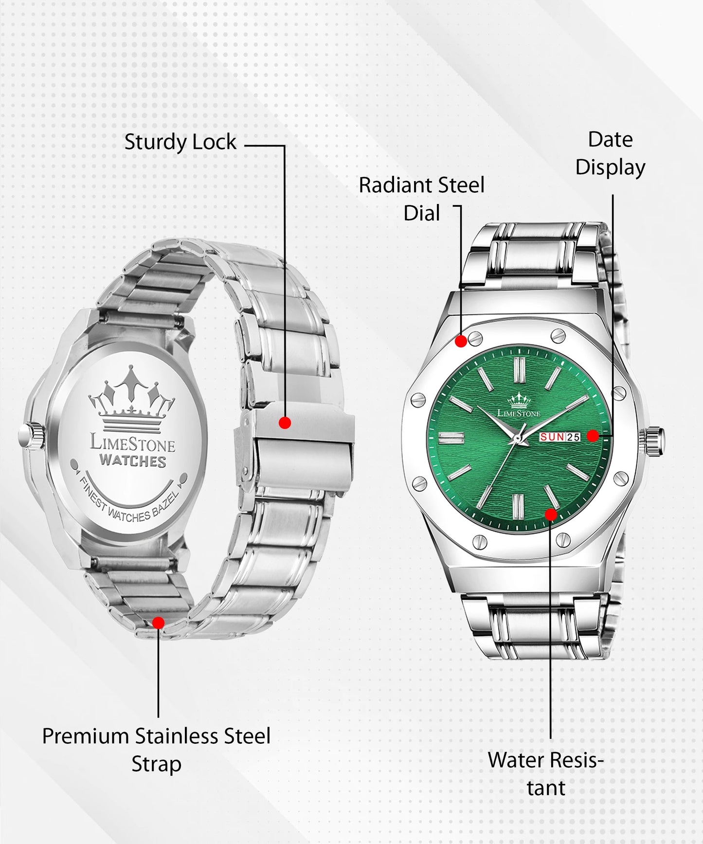 LIMESTONE Day and Date Display Screw Ring AP Design Quartz Analog Watch - For Men (LS3214)