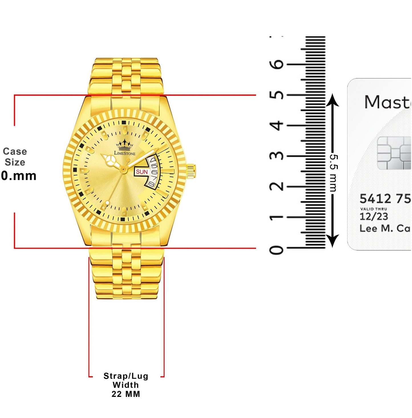 LIMESTONE Legacy Series Original Gold Plated Day Date Functioning | Stylish Chain | Quartz Legacy Series Original Gold Plated Day Date Functioning Quartz Analog Watch - For Men (RLX009)