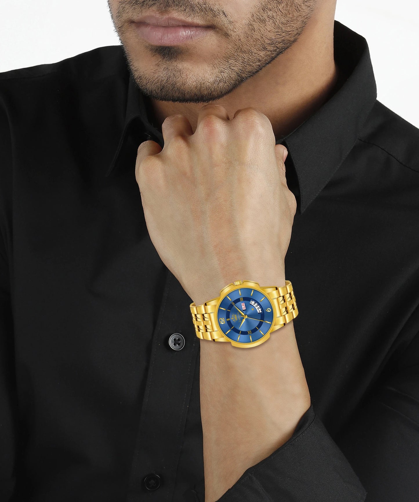 LIMESTONE Day & Date Functioning Original Gold Plated Adjustable Chain HMTS Quartz Analog Watch - For Men (LS3063)