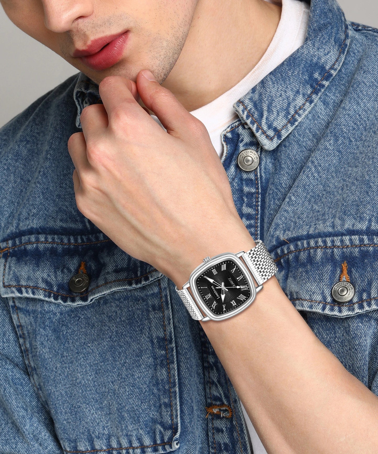 LIMESTONE CLASSIC Classic Series Mesh Chain Stainless Steel Square Quartz Analog Watch - For Men (LS3258)