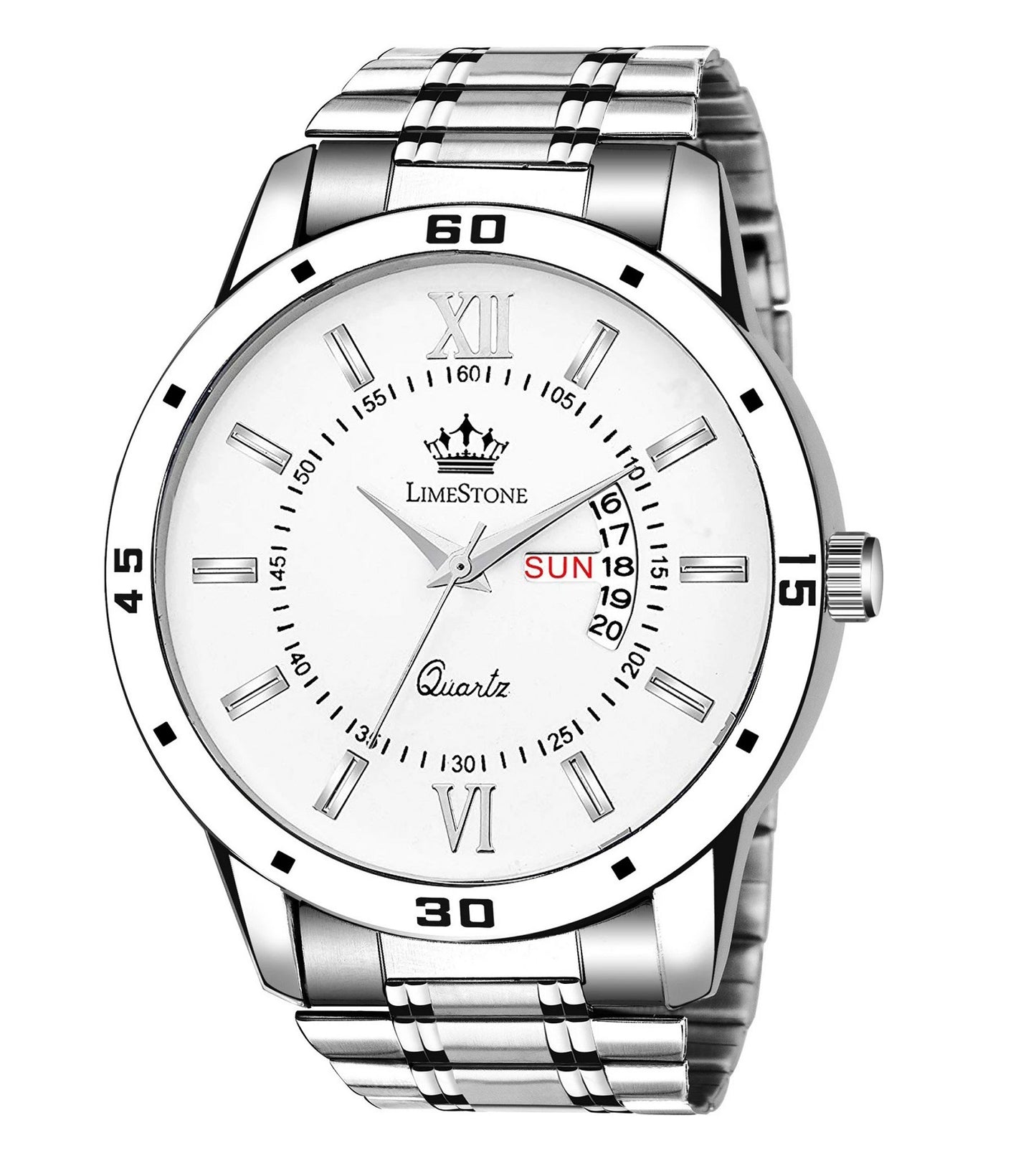LIMESTONE Day and Date Function Steel Strap Quartz Analog Watch - For Men (LS2856)
