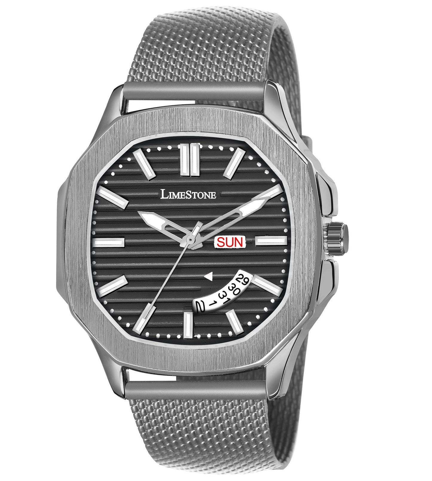 LIMESTONE OTUS 3D DIAL DAY AND DATE FUNCTIONING MESH CHAIN BOYS QUARTZ Analog Watch - For Men (OTUS024)