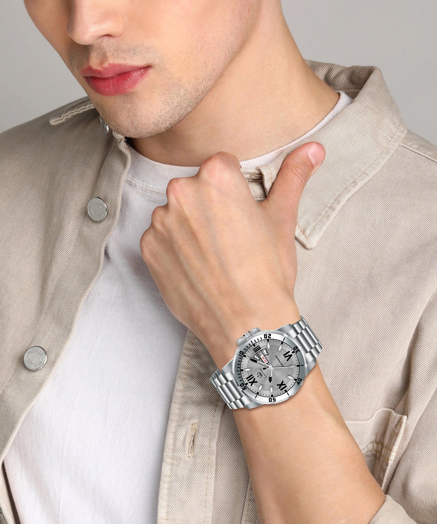 LIMESTONE Day and Date Functioning Steel Strap Adult Boys Quartz Analog Watch - For Men (LS3202)