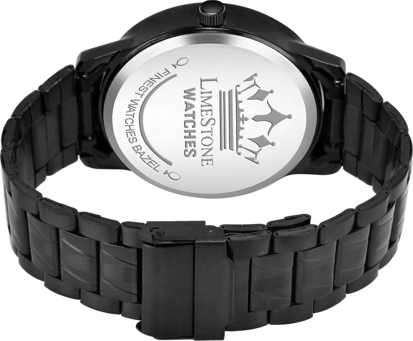 LIMESTONE All Black Day & Date Functioning Long Life Black Plated Chain HMTS Quartz Analog Watch - For Men (LS3048)