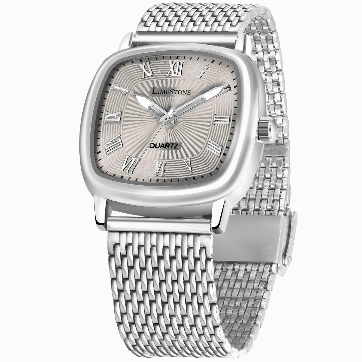 LIMESTONE Classic Series Mesh Chain Stainless Steel Square Quartz Analog Watch - For Men (LS3297)
