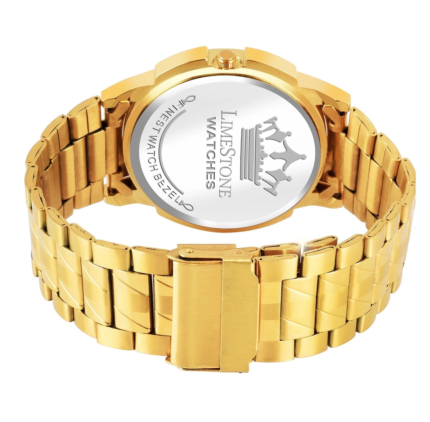 LIMESTONE Day & Date Original Gold Plated HMTS Quartz Analog Watch - For Men (LS2812)