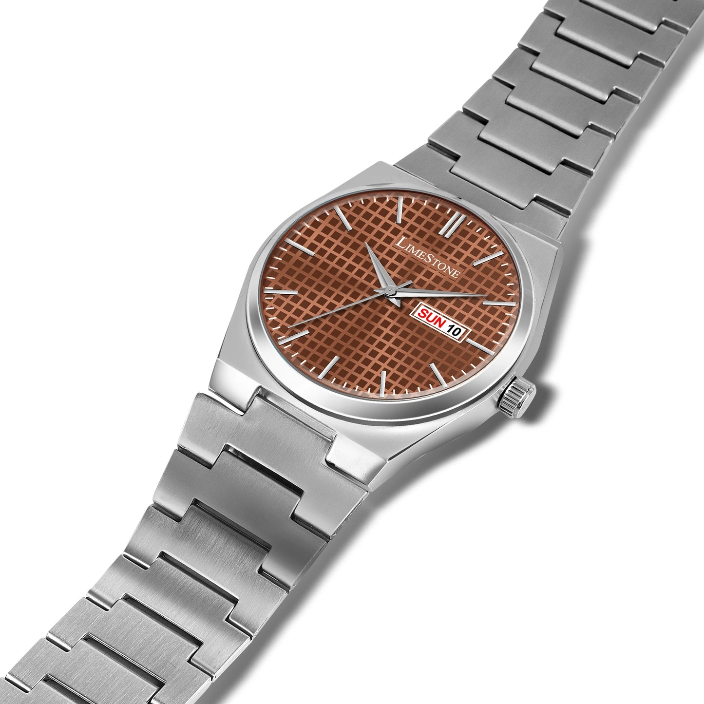 LIMESTONE Day & Date Original Gold Plated HMTS Adjsutable Bracelet Quartz Analog Watch - For Men (LS2891)