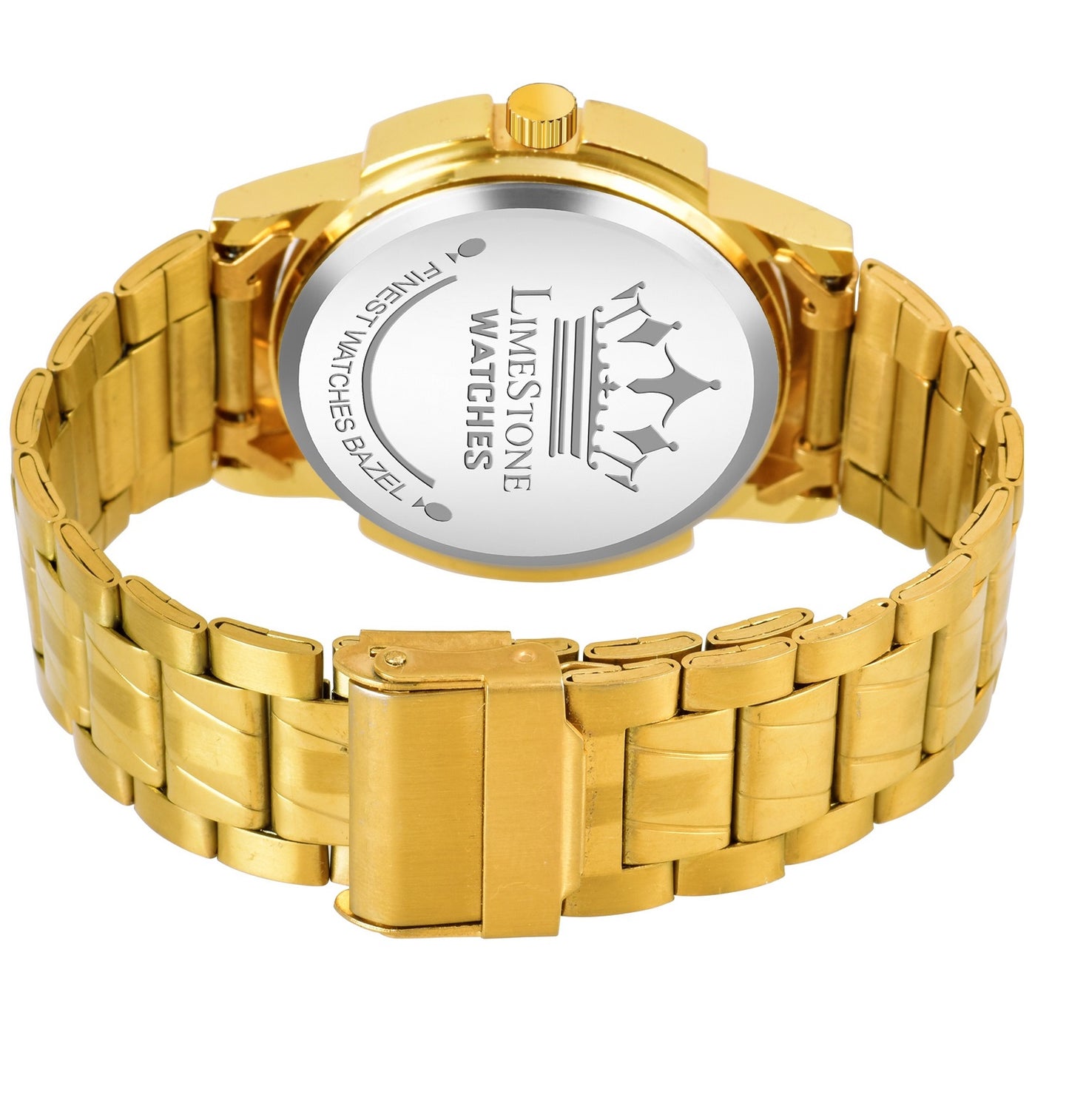 LIMESTONE Day & Date Functioning Original Gold Plated Adjustable Chain HMTS Quartz Analog Watch - For Men (LS3063)