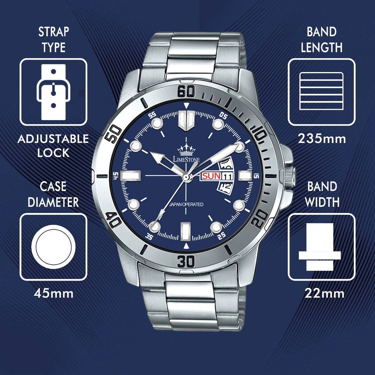 LIMESTONE Wheedler Series Day and Date Functioning Quartz Analog Watch - For Men (LS3070)