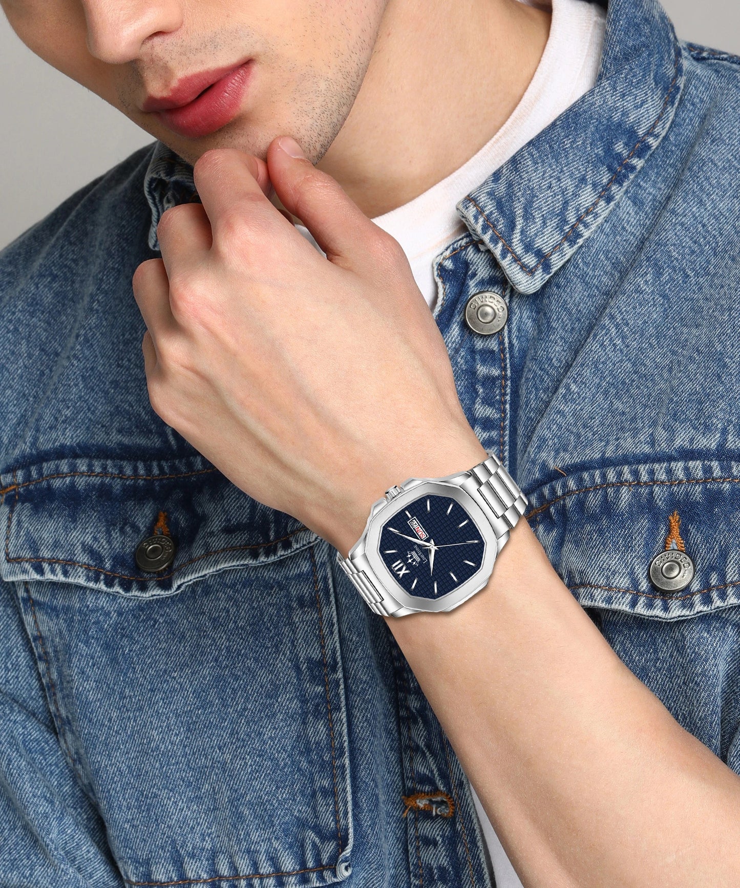 LIMESTONE OTUS Limited Day and Date Functioning Series Square Dial Blue Boys Watch with Quartz Mechanism Analog Watch - For Men (LS3026)