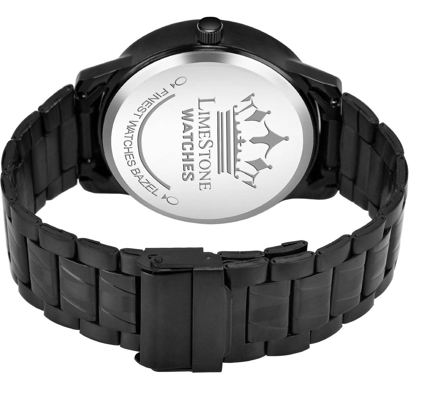 LIMESTONE All Black Day & Date Functioning Long Life Black Plated Chain HMTS Quartz Analog Watch - For Men (LS3047)