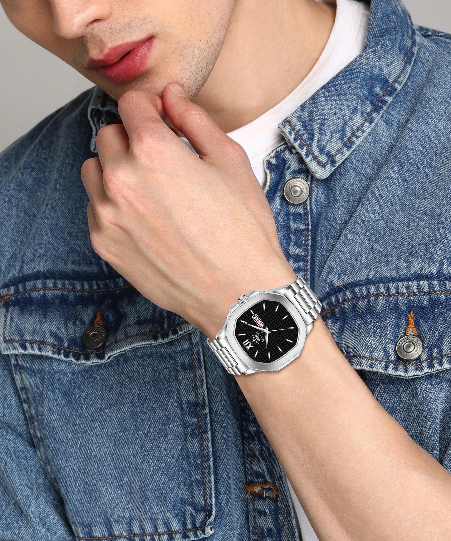 LIMESTONE OTUS Limited Day and Date Functioning Series Square Dial Boys Watch with Quartz Mevhanism Analog Watch - For Men (LS3027)