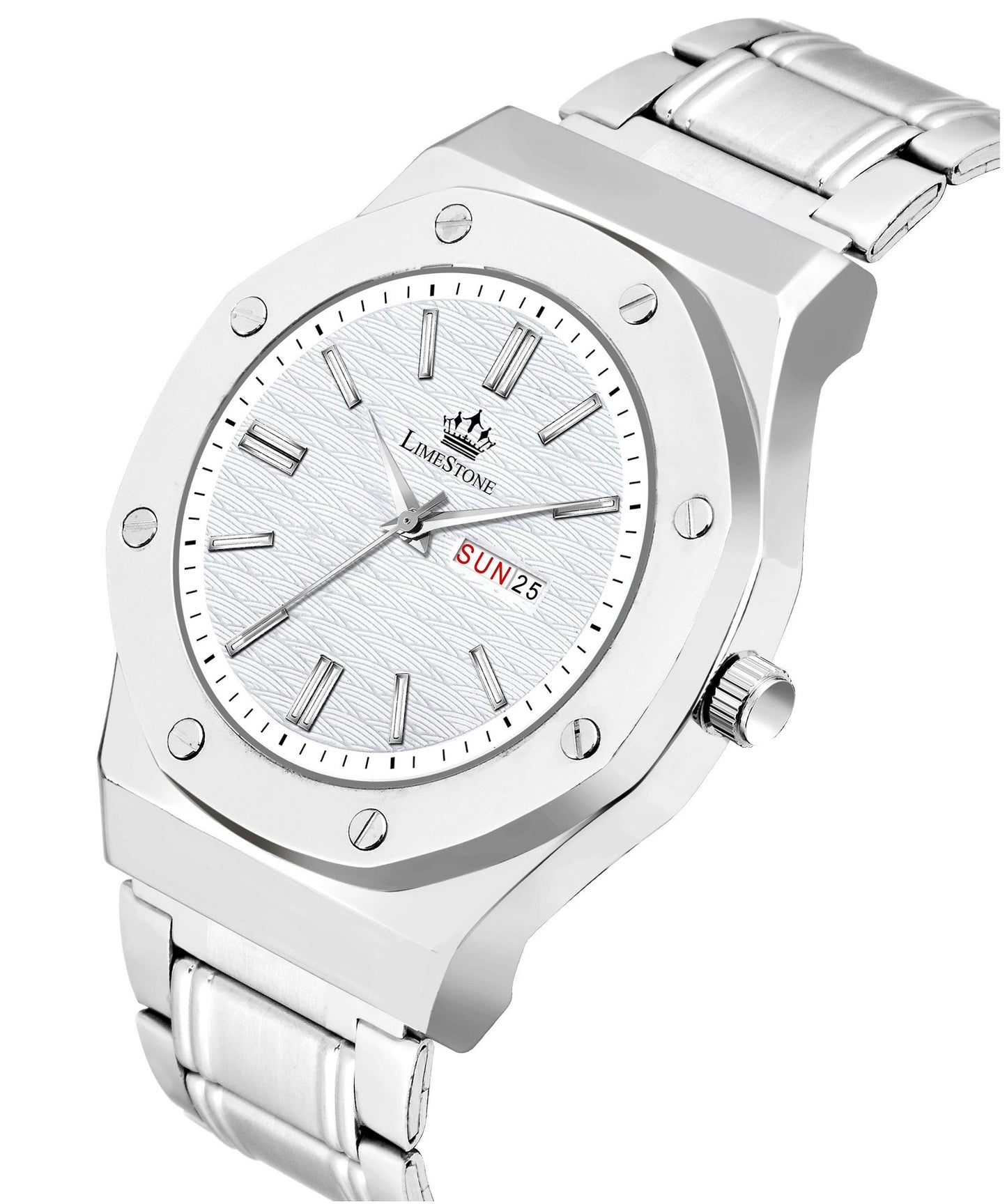LIMESTONE Day and Date Functioning Steel Strap Adult Boys Quartz Analog Watch - For Men (LS3205)