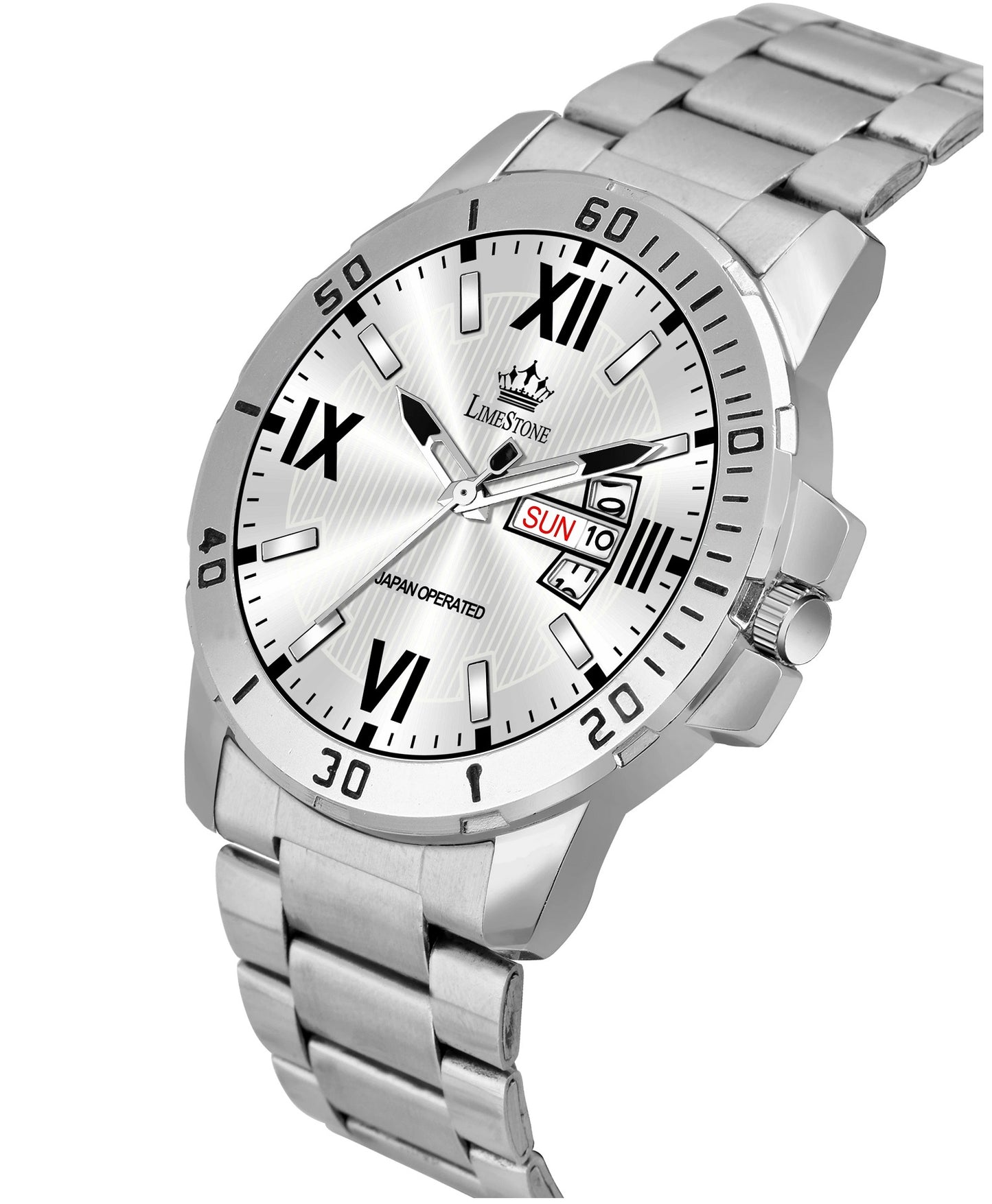 LIMESTONE Day and Date Functioning Steel Strap Adult Boys Quartz Analog Watch - For Men (LS3203)