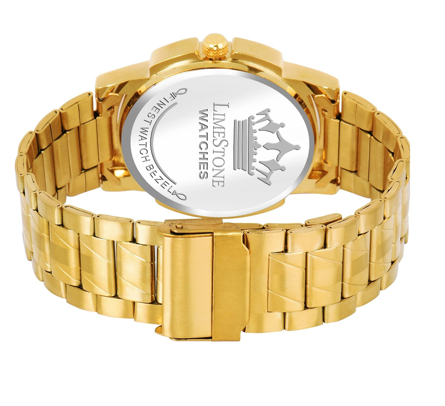 LIMESTONE Day & Date Original Gold Plated HMTS Quartz Analog Watch - For Men (LS2911)
