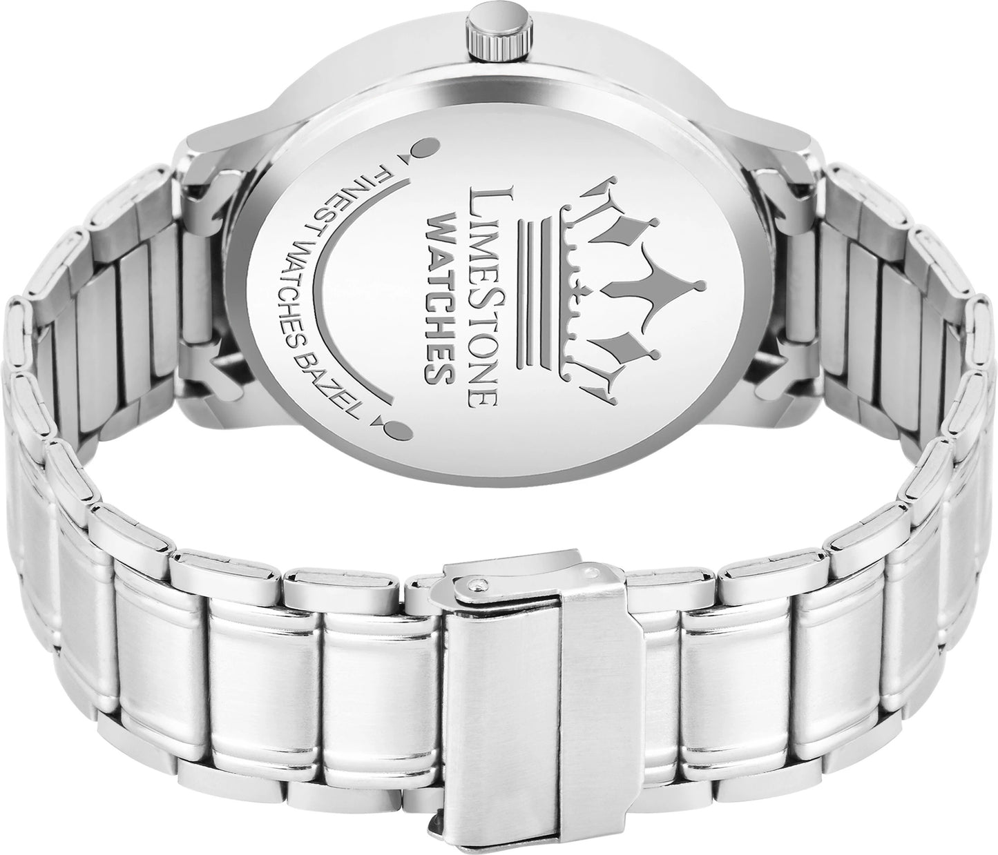 LIMESTONE Day and Date Function Ice Blue Dial Steel Chain Trending Quartz Analog Watch - For Men (LS3235)