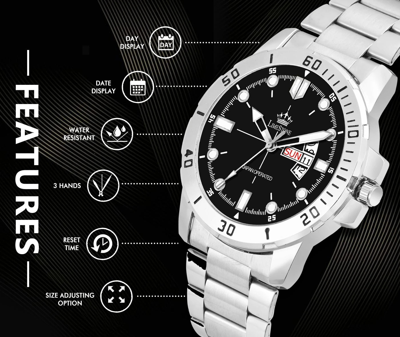 LIMESTONE Wheedler Series Day and Date Functioning Quartz Analog Watch - For Men (LS3067)