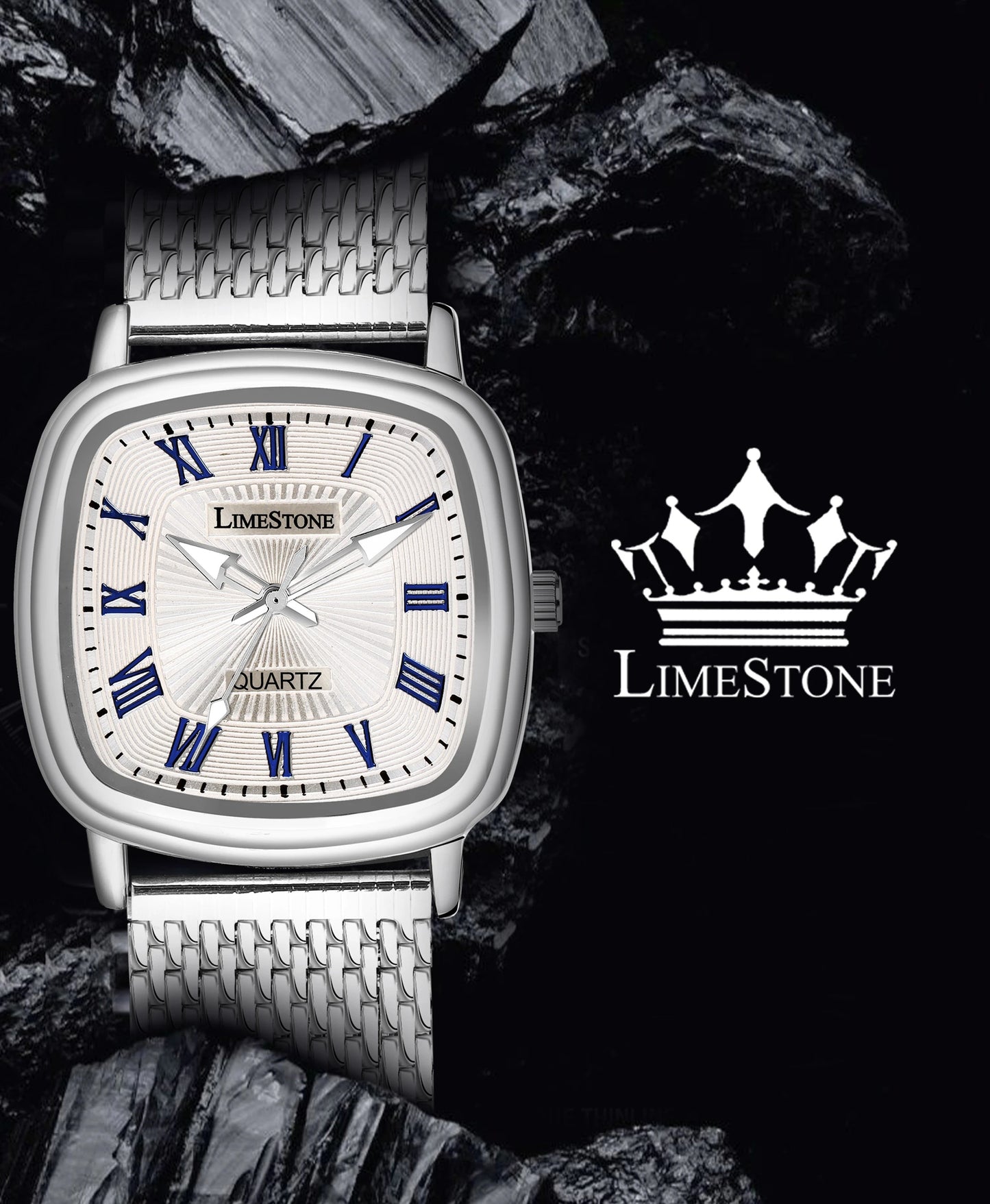 LIMESTONE CLASSIC Classic Series Mesh Chain Stainless Steel Square Quartz Analog Watch - For Men (LS3256)