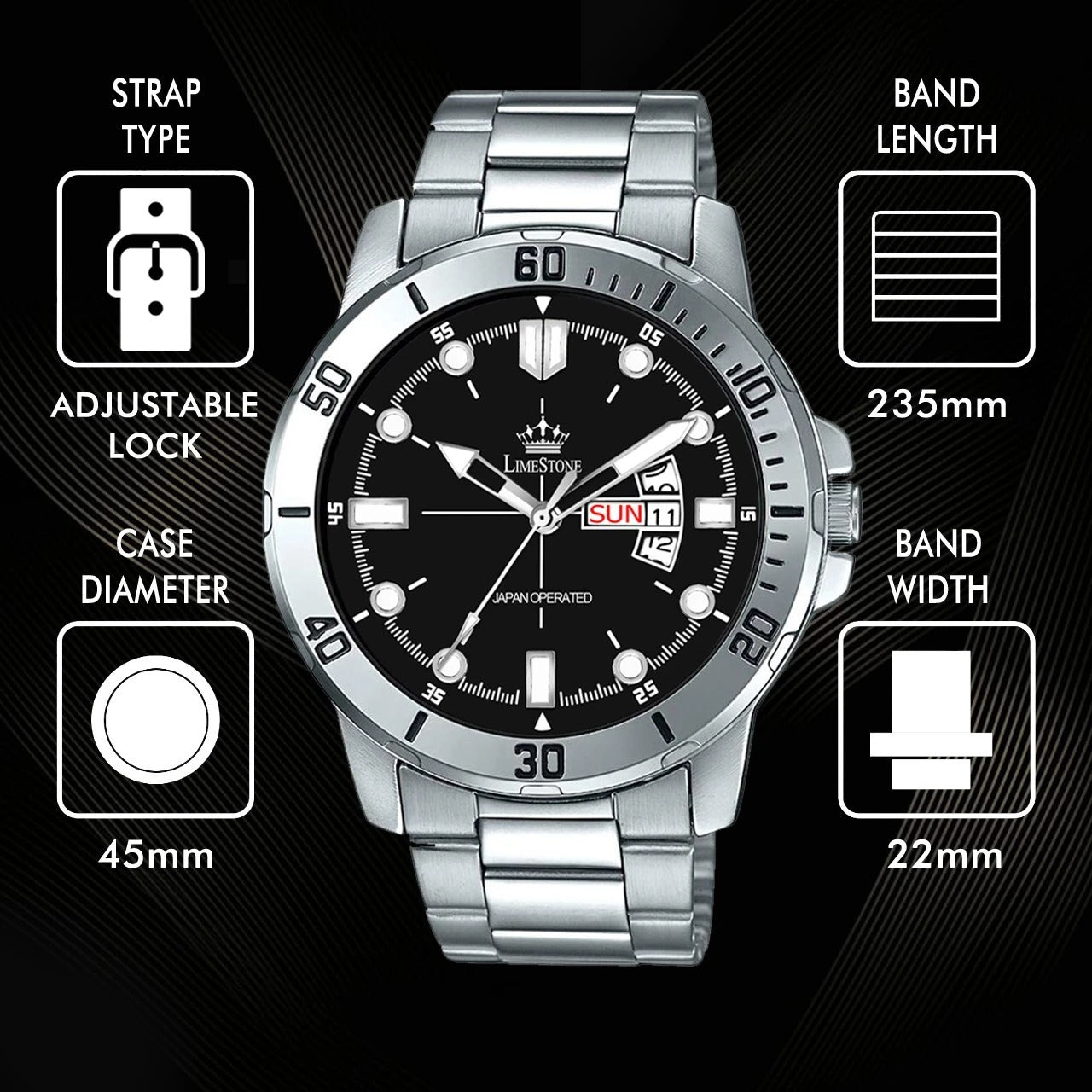 LIMESTONE Wheedler Series Day and Date Functioning Quartz Analog Watch - For Men (LS3067)