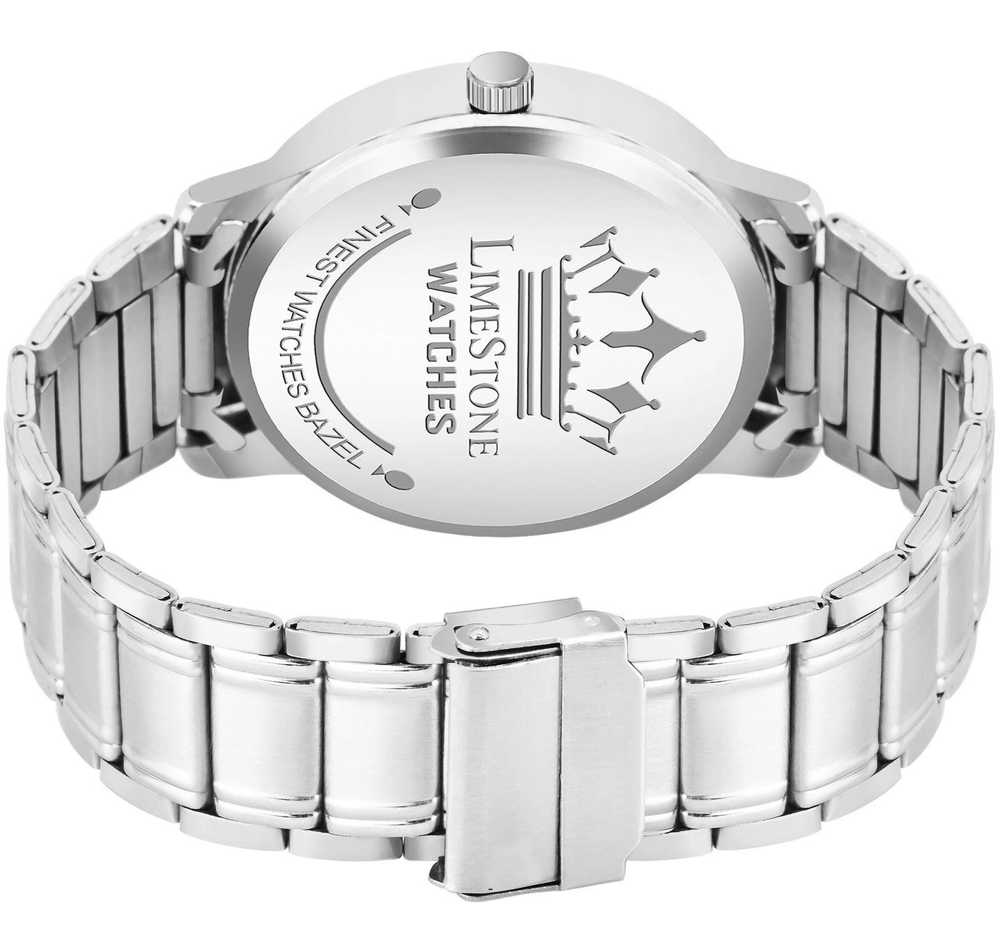 LIMESTONE Day and Date Functioning Olive Green Dial Metal Strap Quartz Water Resistant Analog Watch - For Men (LS3225)