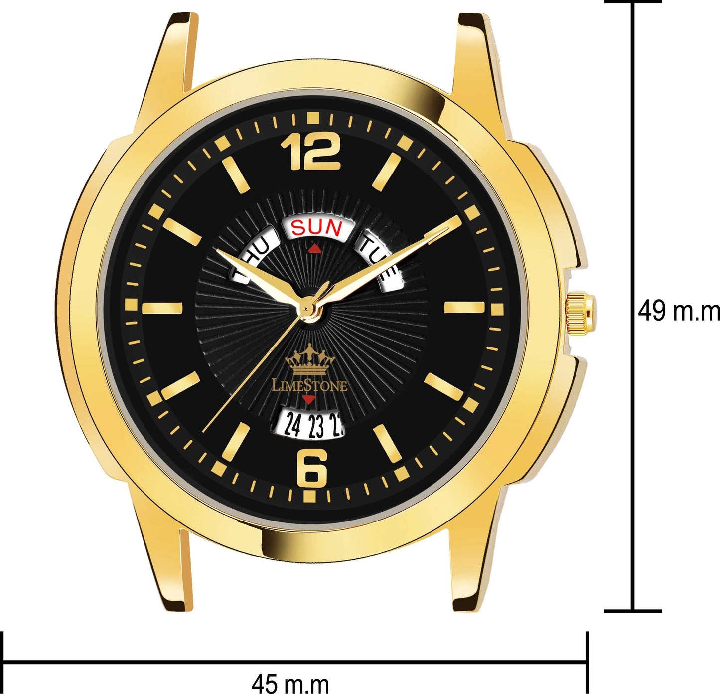 LIMESTONE Day & Date Original Gold Plated HMTS Quartz Analog Watch - For Men (LS2812)
