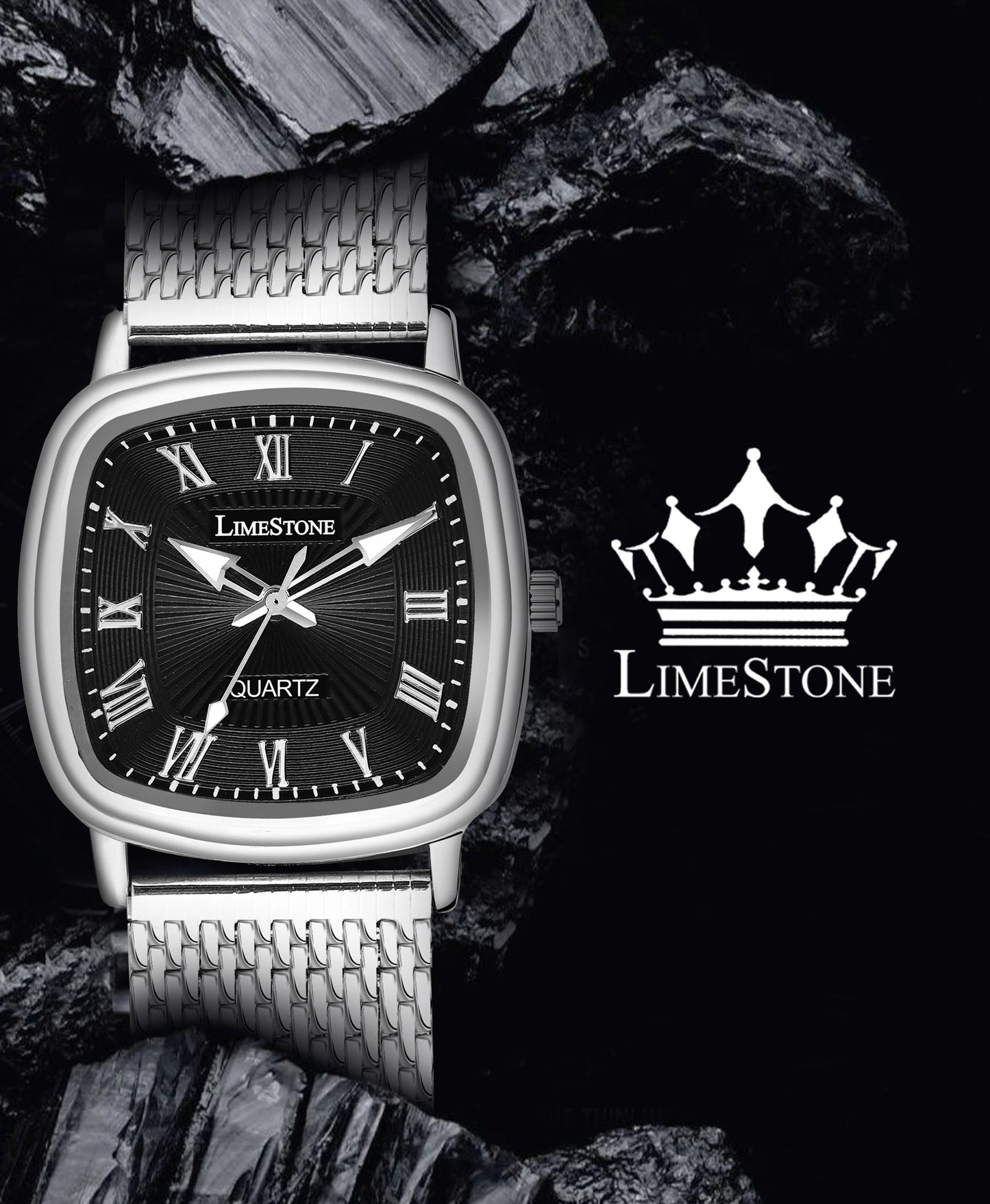 LIMESTONE CLASSIC Classic Series Mesh Chain Stainless Steel Square Quartz Analog Watch - For Men (LS3258)