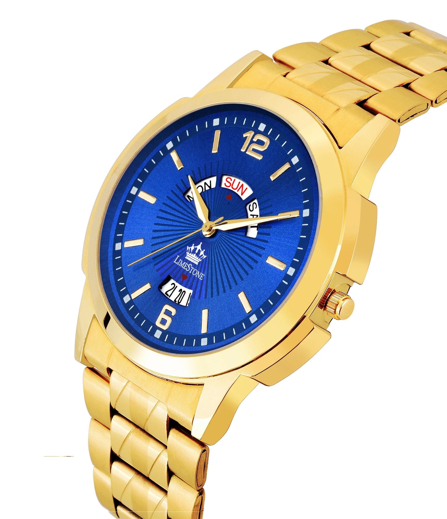 LIMESTONE Day & Date Original Gold Plated HMTS Quartz Analog Watch - For Men (LS2813)