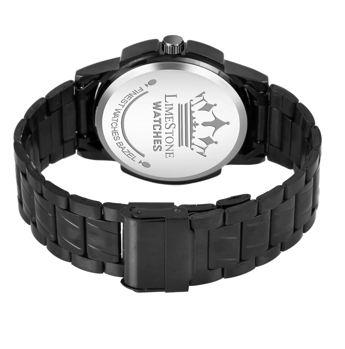 LIMESTONE All Black Day & Date Functioning Long Life Black Plated Chain HMTS Quartz Analog Watch - For Men (LS3059)