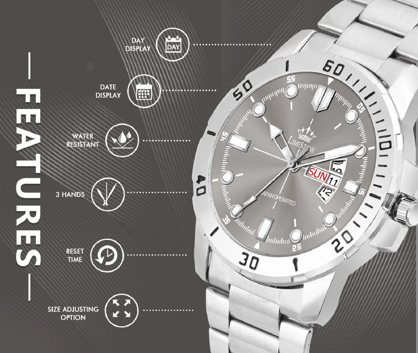 LIMESTONE Wheedler Series Day and Date Functioning Boys Quartz Analog Watch - For Men (LS3069)