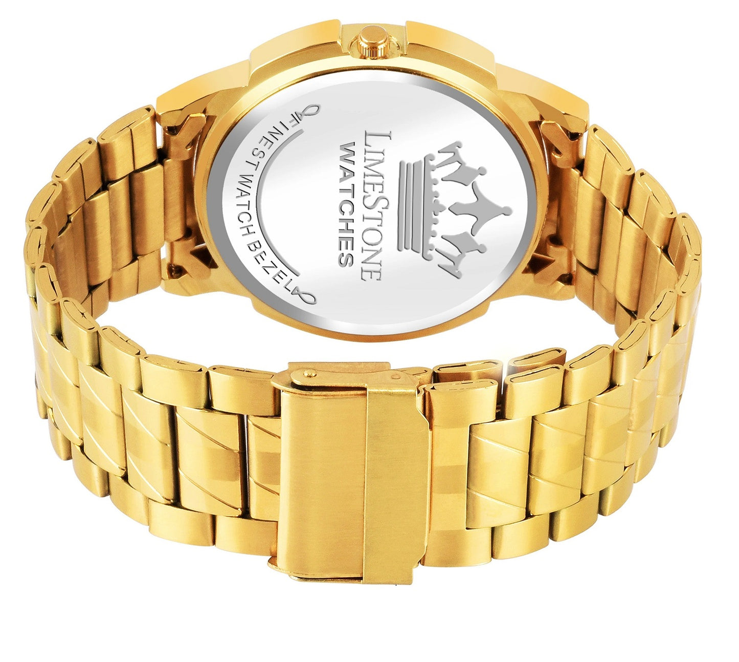 LIMESTONE Day & Date Original Gold Plated HMTS Quartz Analog Watch - For Men (LS2811)