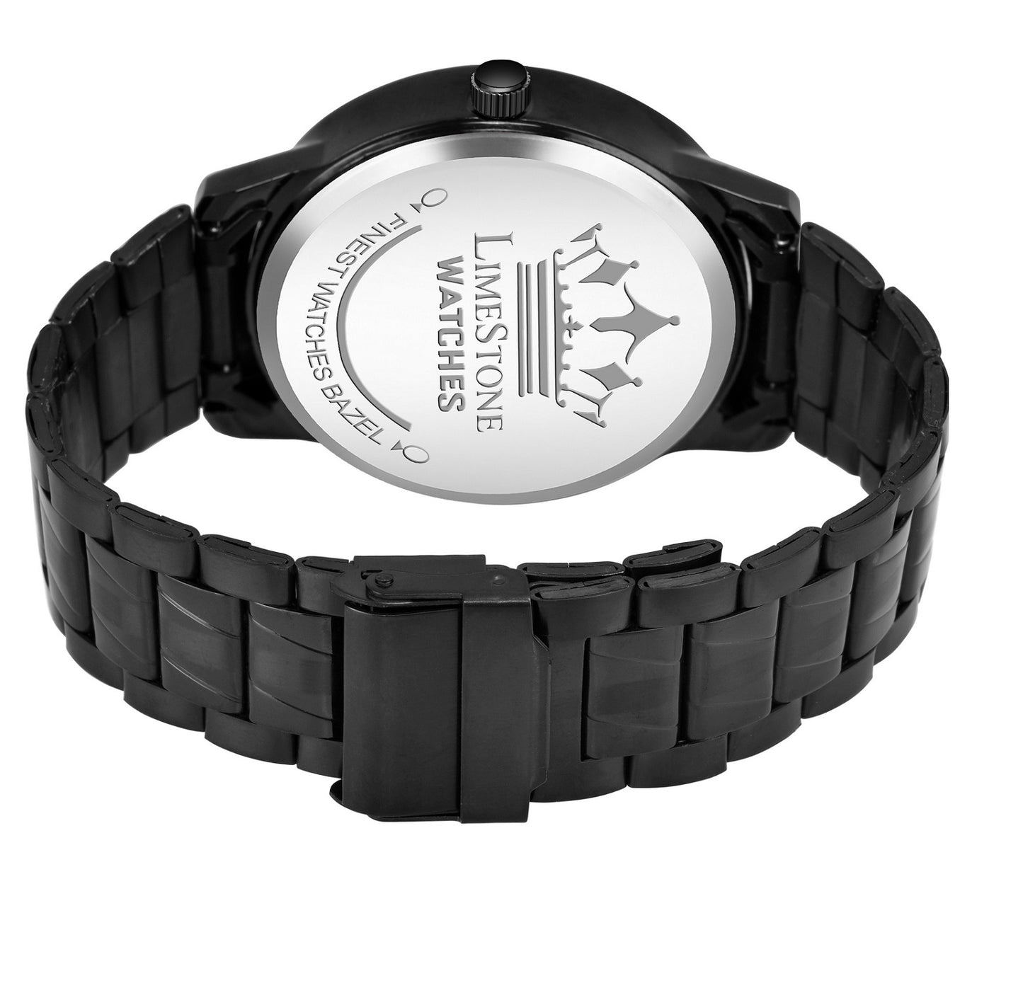 LIMESTONE All Black Day & Date Functioning Long Life Black Plated Chain HMTS Quartz Analog Watch - For Men (LS3046)