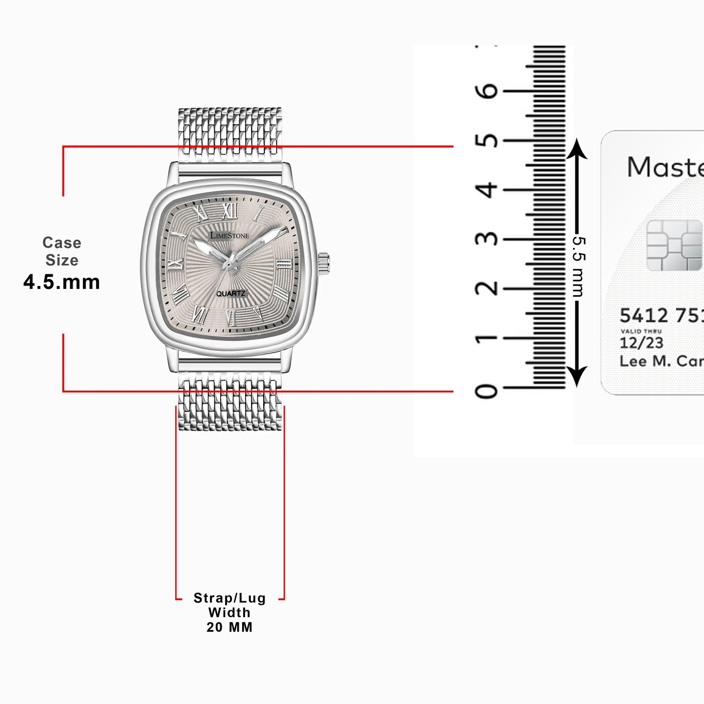 LIMESTONE Classic Series Mesh Chain Stainless Steel Square Quartz Analog Watch - For Men (LS3297)